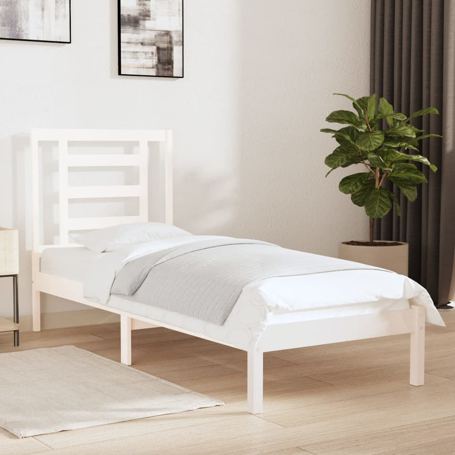 Bedframe massief hout wit 75x190 cm Small Single 75 x 190 cm Wit