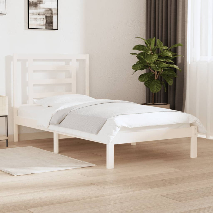 Bedframe Massief Grenenhout 3Ft Single 90 x 190 cm Wit