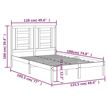 Bedframe Massief Hout 120 x 190 cm Naturel