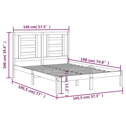 Bedframe Massief Grenenhout 140 x 190 cm Naturel