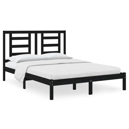 Bedframe Massief Grenenhout 140 x 190 cm Zwart