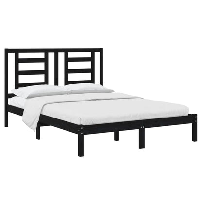 Bedframe Massief Grenenhout 140 x 190 cm Zwart