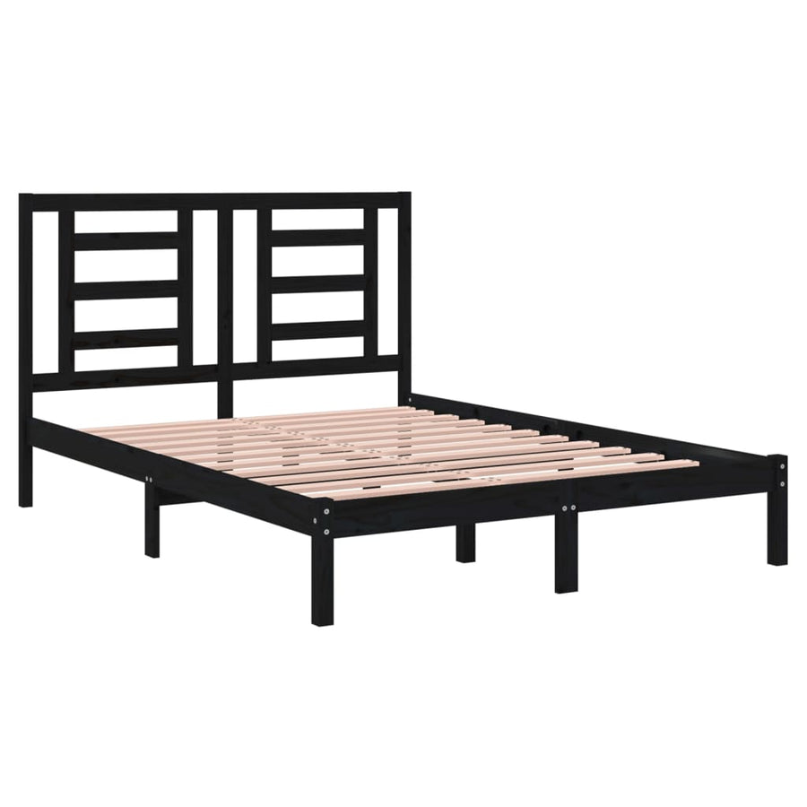 Bedframe Massief Grenenhout 140 x 190 cm Zwart