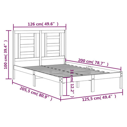 Bedframe Massief Grenenhout 120 x 200 cm Wit