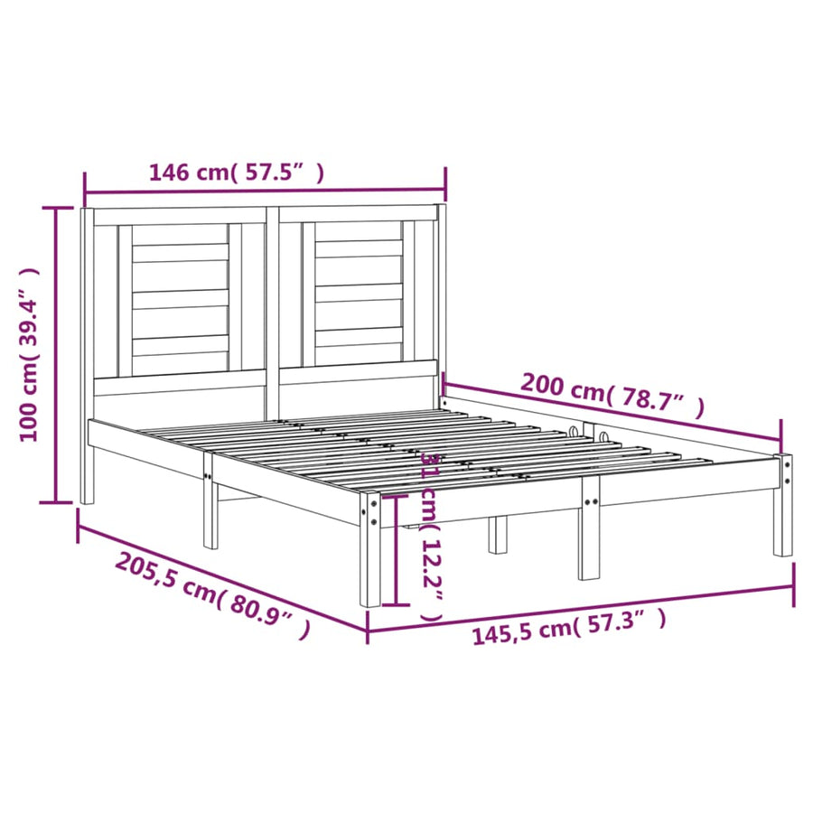 Bedframe Massief Grenenhout 140 x 200 cm Naturel