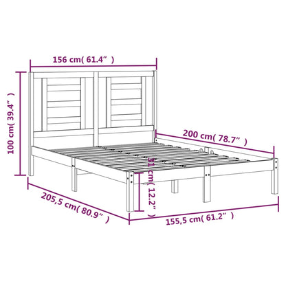 Bedframe Massief Grenenhout 150 x 200 cm Naturel