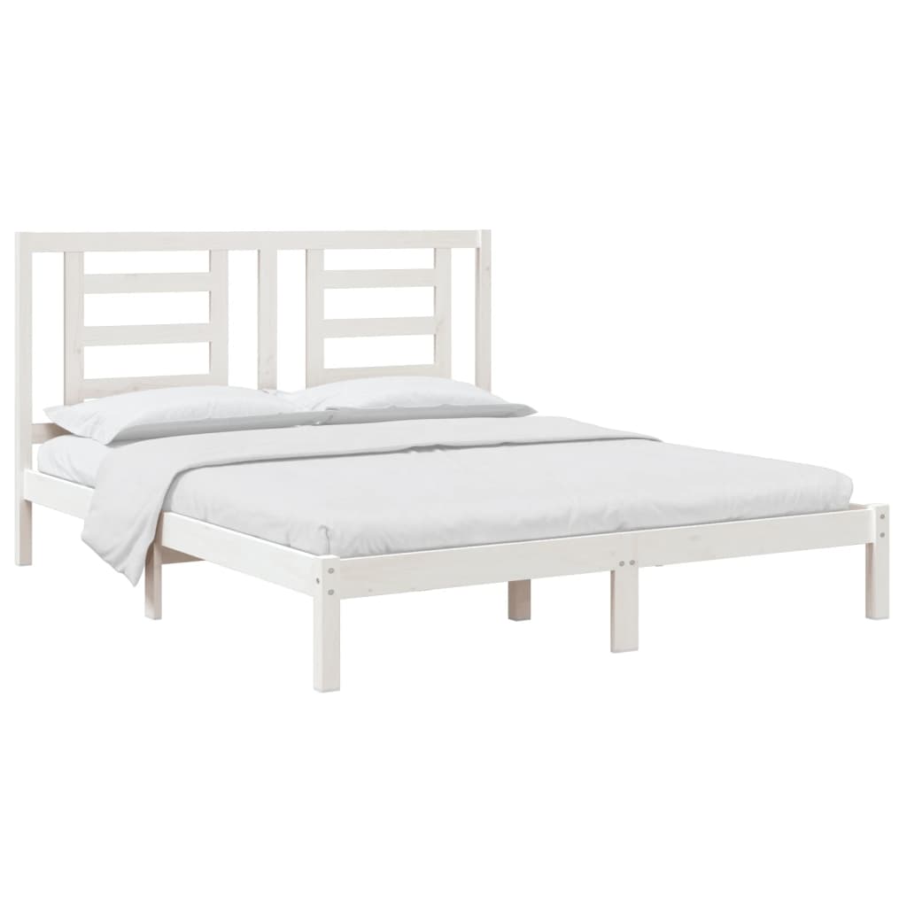 Bedframe Massief Grenenhout 160 x 200 cm Wit