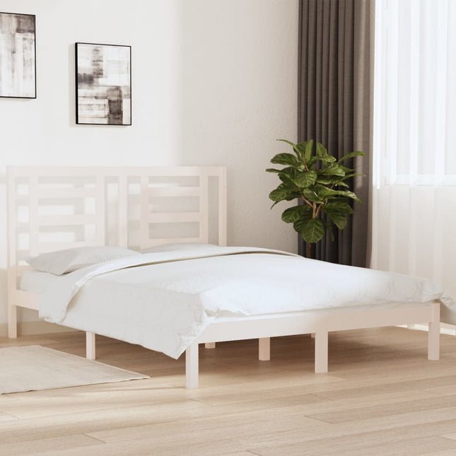 Bedframe Massief Grenenhout 160 x 200 cm Wit