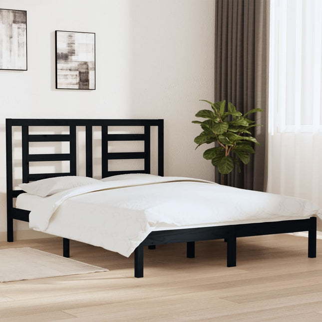 Bedframe Massief Grenenhout 160 x 200 cm Zwart