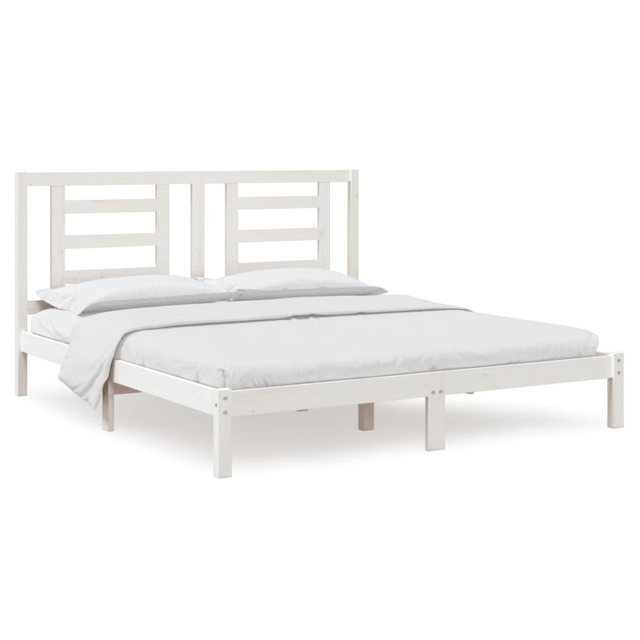 Bedframe Massief Hout 180 x 200 cm Wit