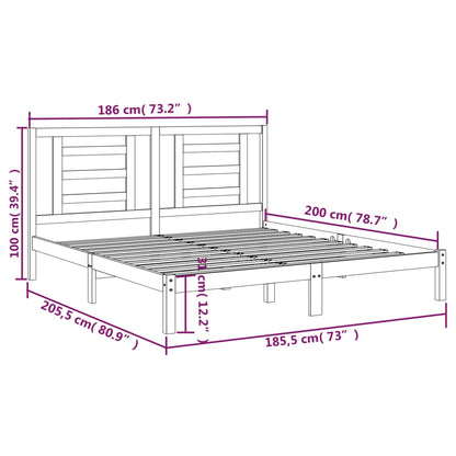 Bedframe Massief Hout 180 x 200 cm Wit