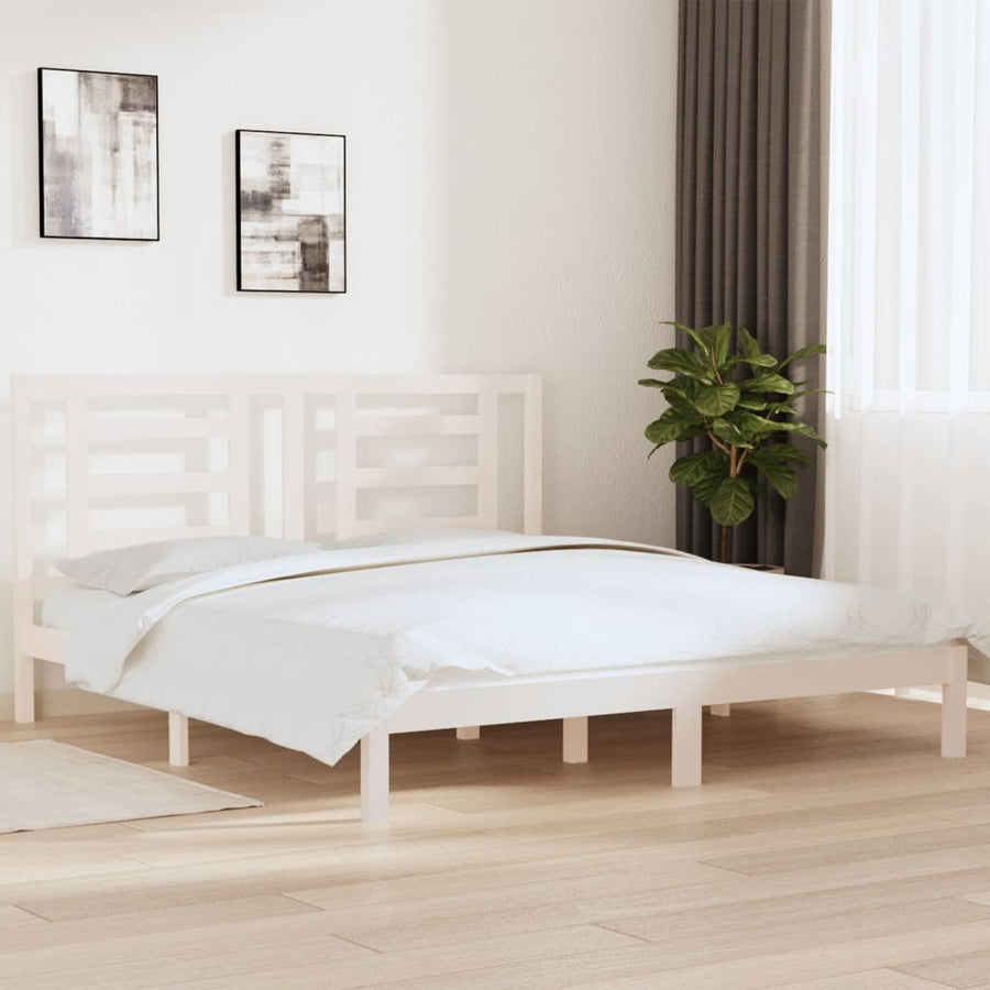 Bedframe Massief Hout 180 x 200 cm Wit