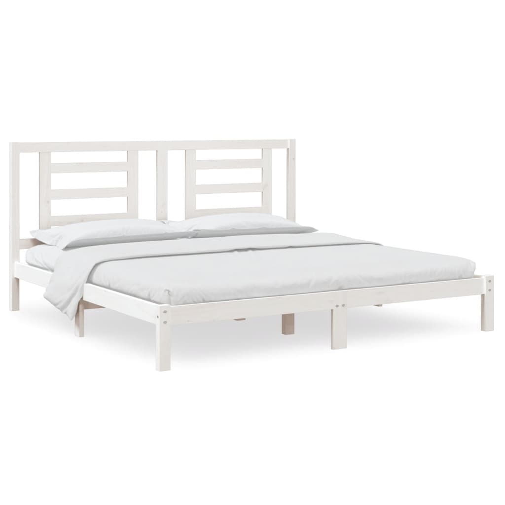 Bedframe Massief Grenenhout 200 x 200 cm Wit