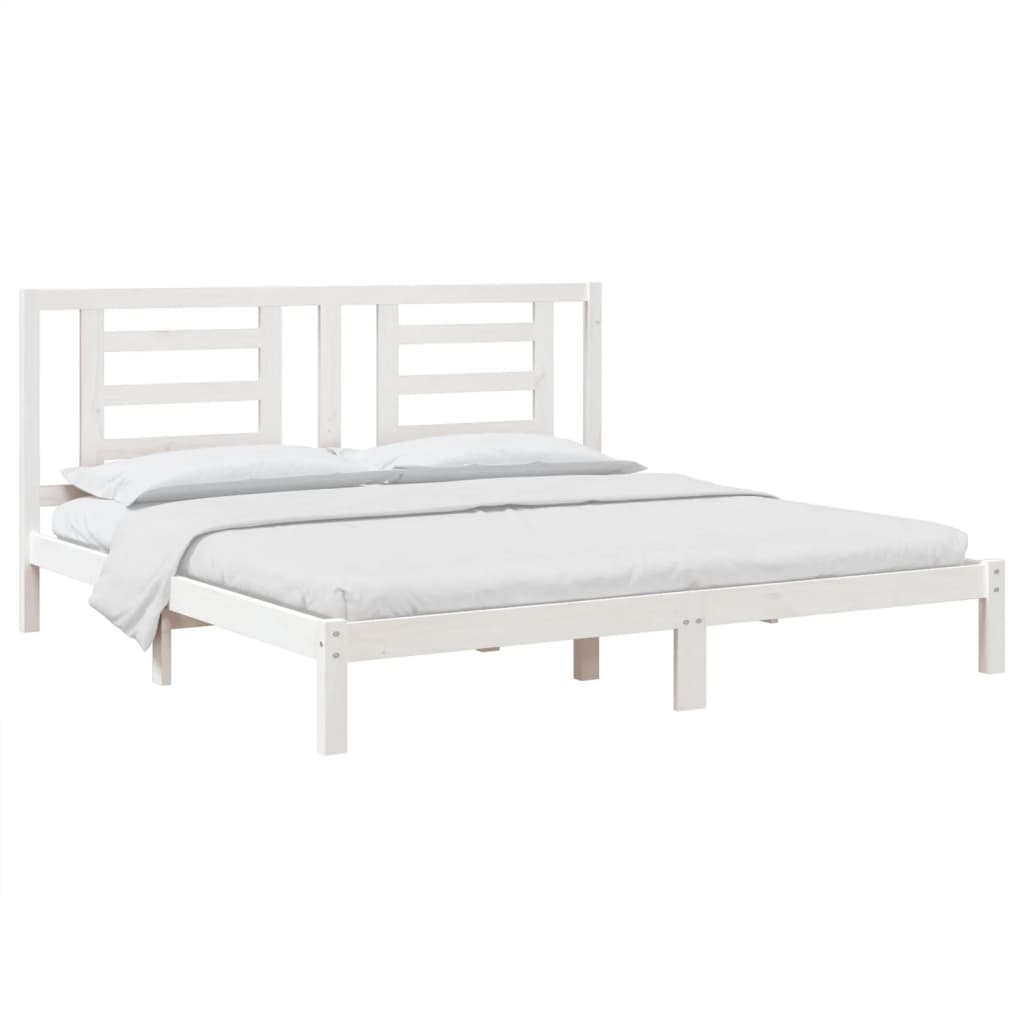 Bedframe Massief Grenenhout 200 x 200 cm Wit