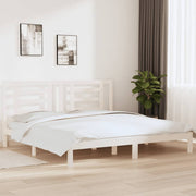 Bedframe massief grenenhout wit 200x200 cm