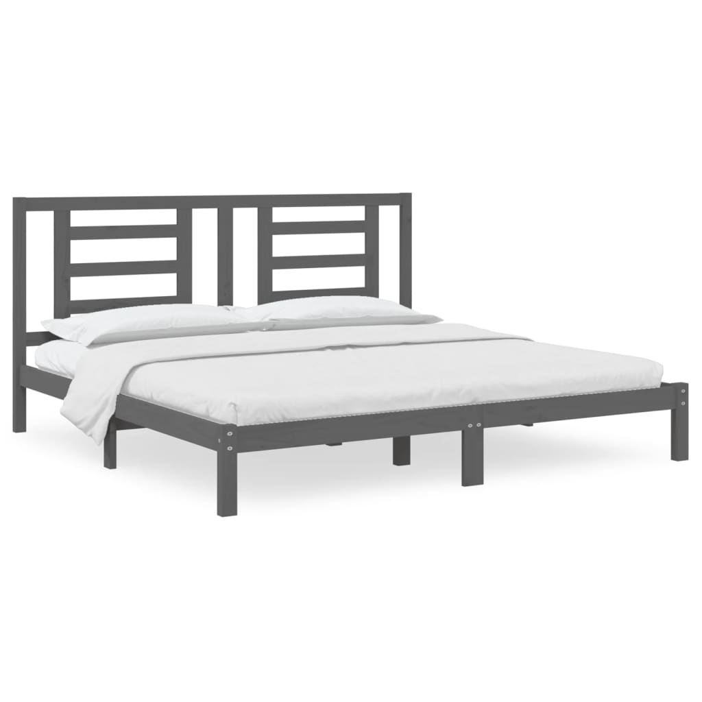 Bedframe Massief Grenenhout 200 x 200 cm Grijs