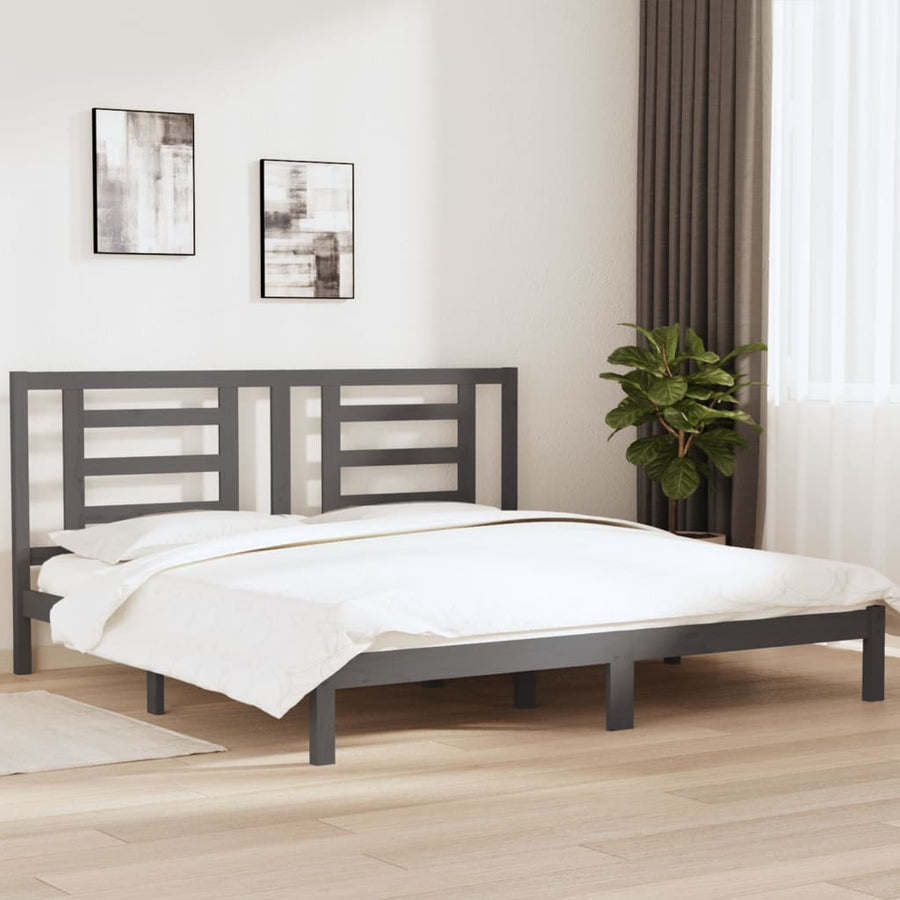 Bedframe Massief Grenenhout 200 x 200 cm Grijs