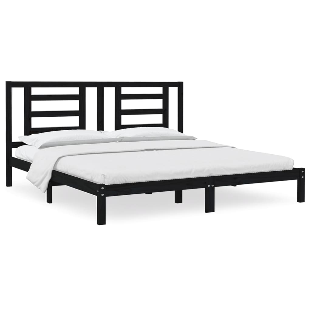 Bedframe Massief Grenenhout 200 x 200 cm Zwart