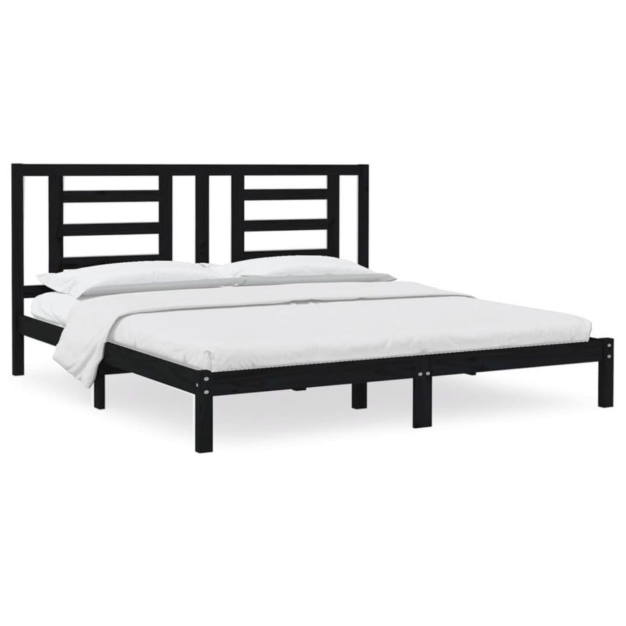 Bedframe Massief Grenenhout 200 x 200 cm Zwart