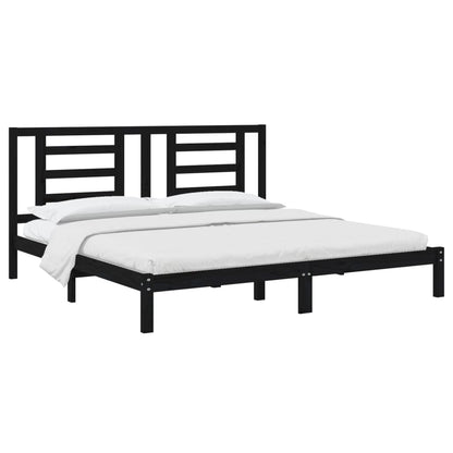 Bedframe Massief Grenenhout 200 x 200 cm Zwart