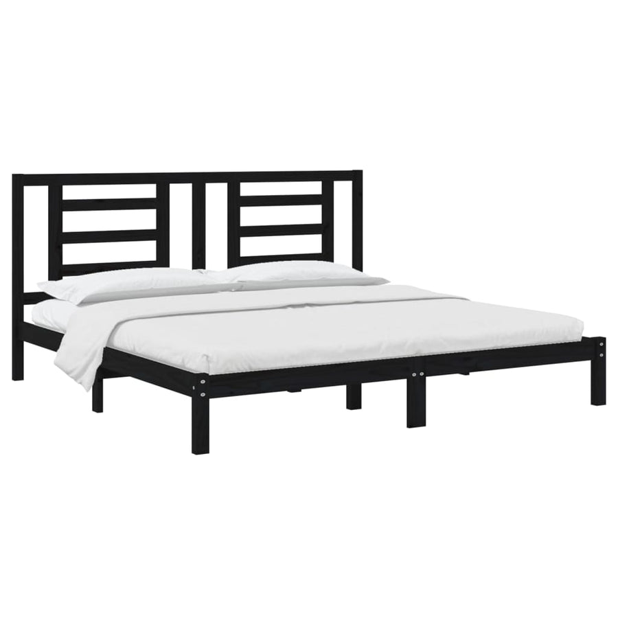 Bedframe Massief Grenenhout 200 x 200 cm Zwart