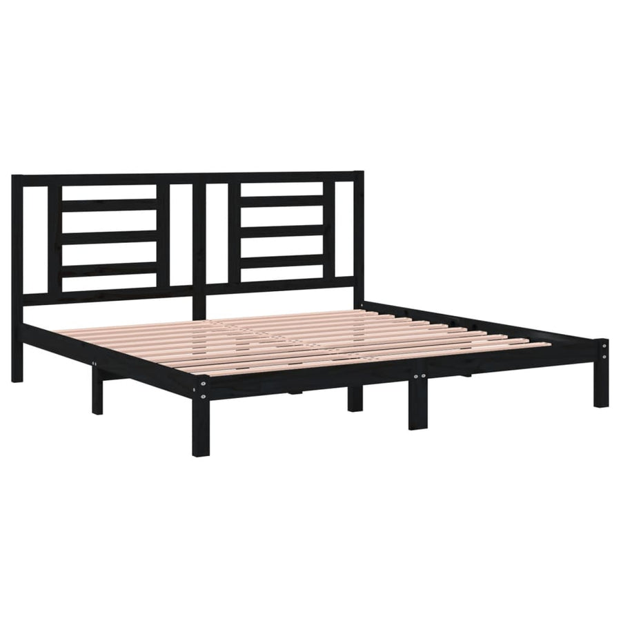 Bedframe Massief Grenenhout 200 x 200 cm Zwart