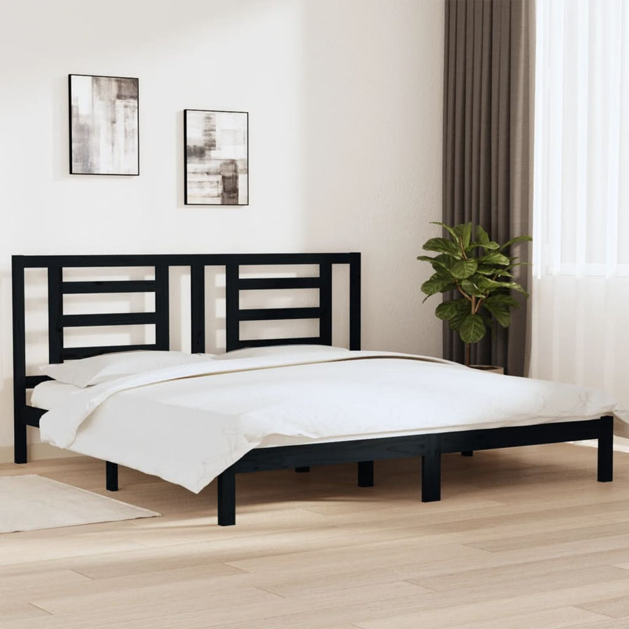 Bedframe Massief Grenenhout 200 x 200 cm Zwart