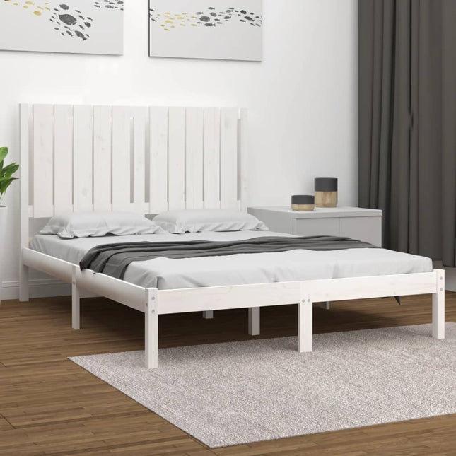 Bedframe massief hout wit 120x190 cm 120 x 190 cm Wit