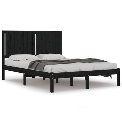 Bedframe Massief Grenenhout 140 x 190 cm Zwart
