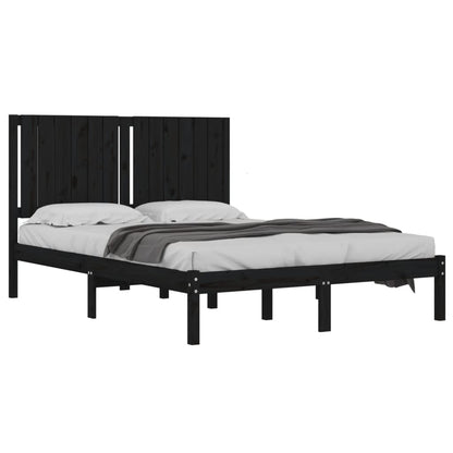 Bedframe Massief Grenenhout 140 x 190 cm Zwart