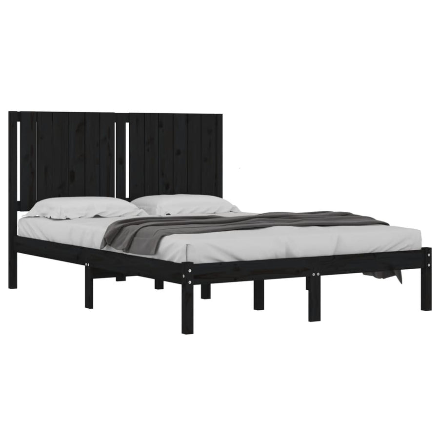 Bedframe Massief Grenenhout 140 x 190 cm Zwart