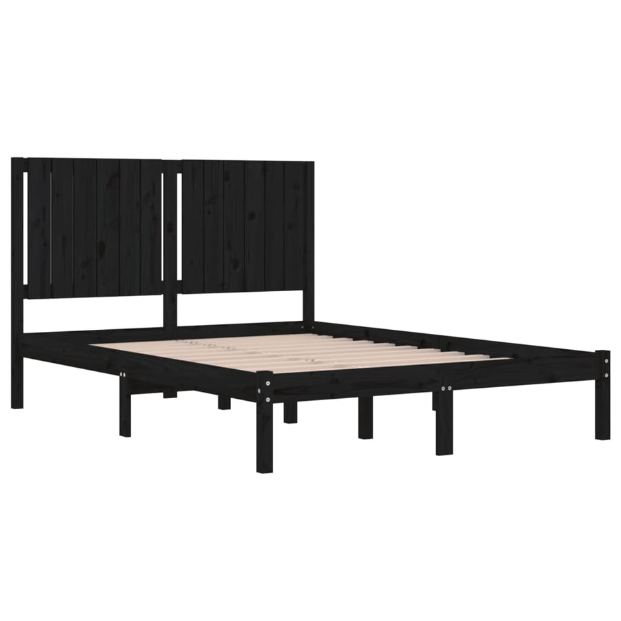Bedframe Massief Grenenhout 140 x 190 cm Zwart