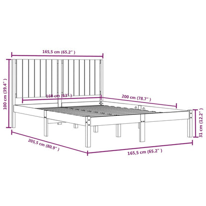 Bedframe Massief Grenenhout 160 x 200 cm Naturel