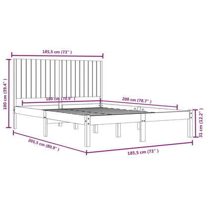 Bedframe Massief Hout 180 x 200 cm Naturel