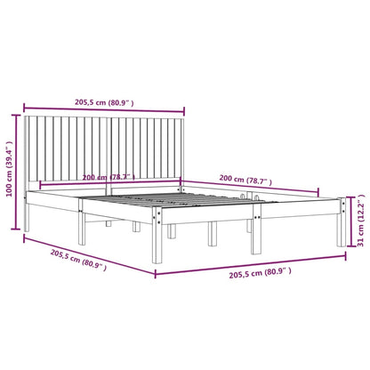 Bedframe Massief Grenenhout 200 x 200 cm Naturel