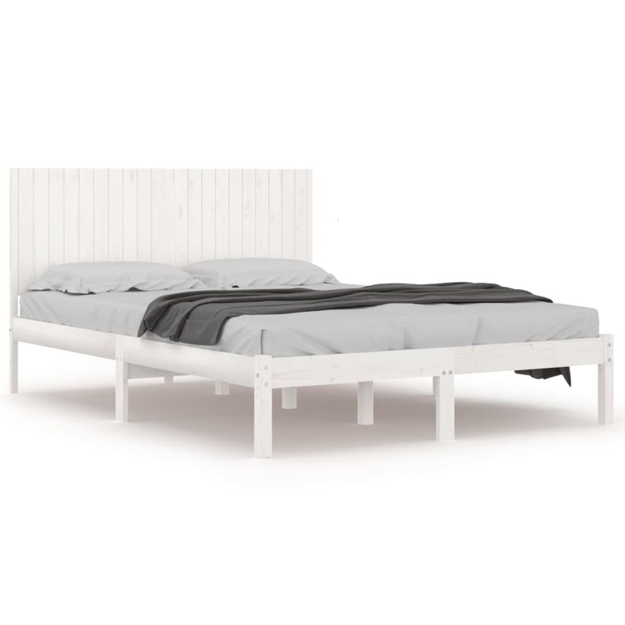 Bedframe Massief Grenenhout 200 x 200 cm Wit