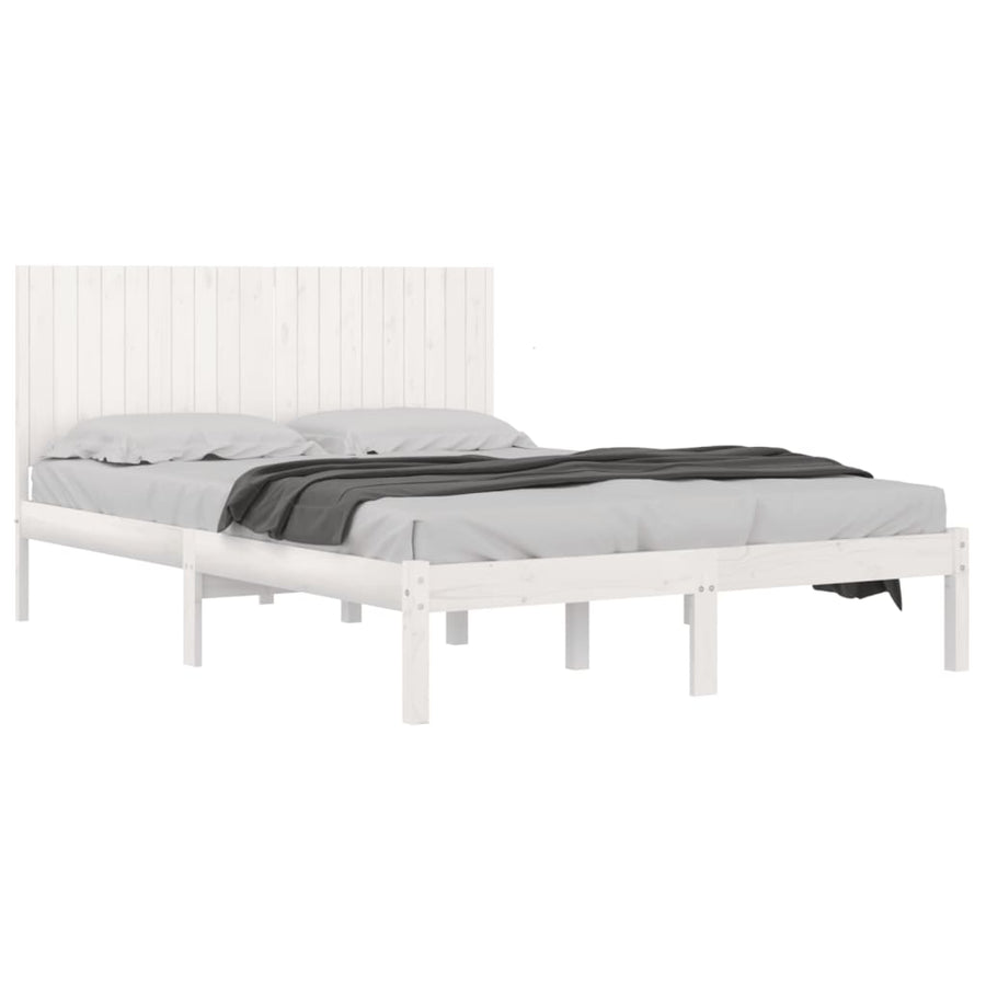 Bedframe Massief Grenenhout 200 x 200 cm Wit