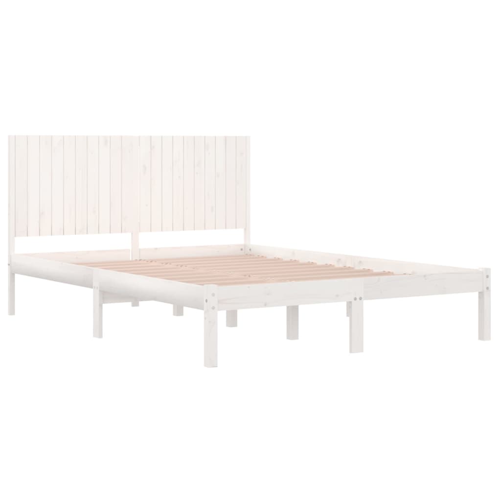 Bedframe Massief Grenenhout 200 x 200 cm Wit