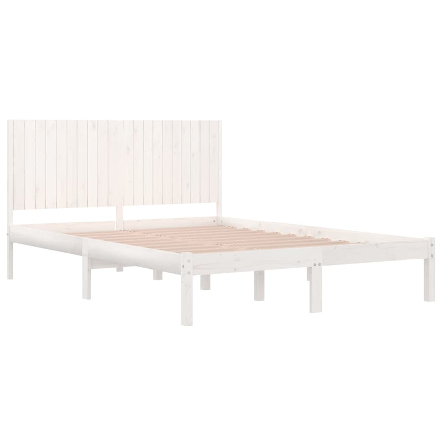 Bedframe Massief Grenenhout 200 x 200 cm Wit