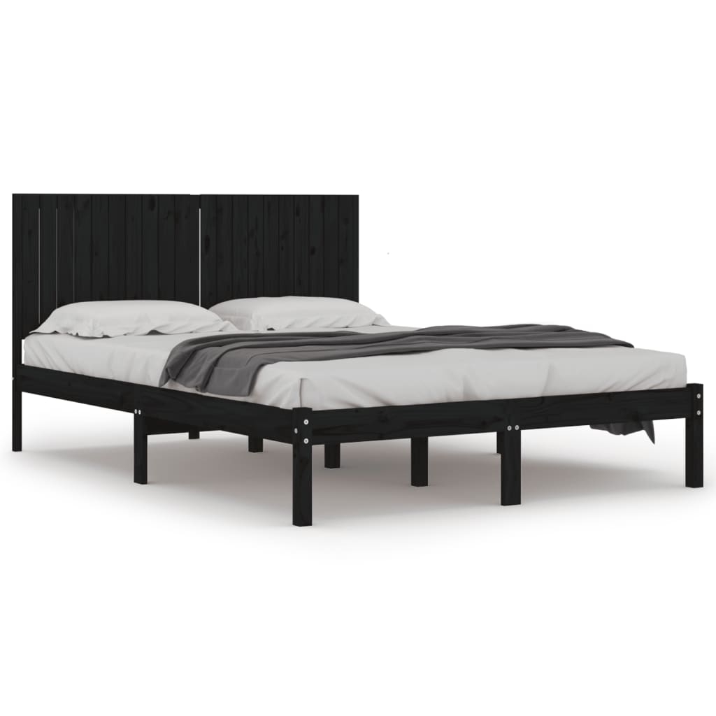 Bedframe Massief Grenenhout 200 x 200 cm Zwart