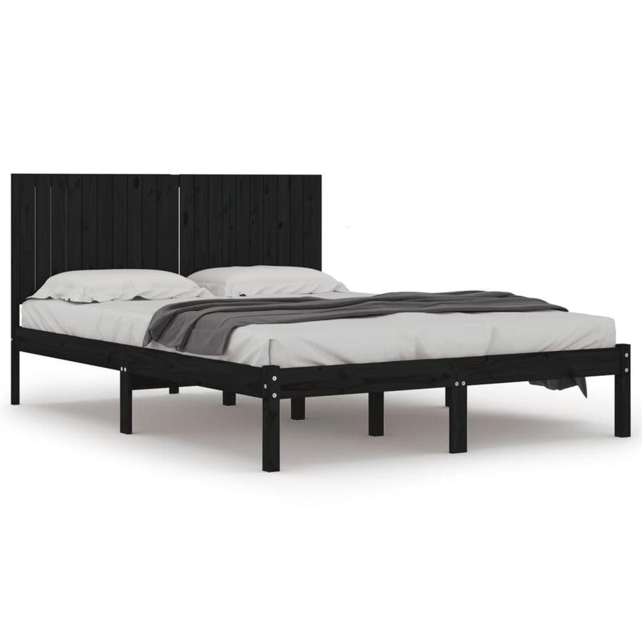 Bedframe Massief Grenenhout 200 x 200 cm Zwart