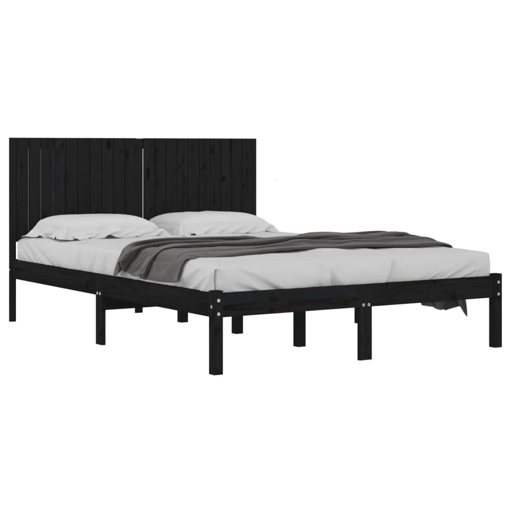 Bedframe Massief Grenenhout 200 x 200 cm Zwart