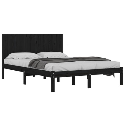 Bedframe Massief Grenenhout 200 x 200 cm Zwart