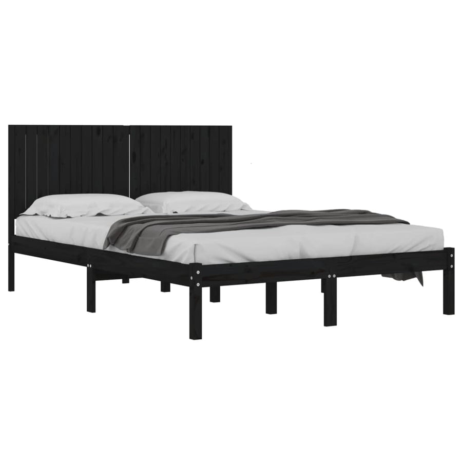 Bedframe Massief Grenenhout 200 x 200 cm Zwart