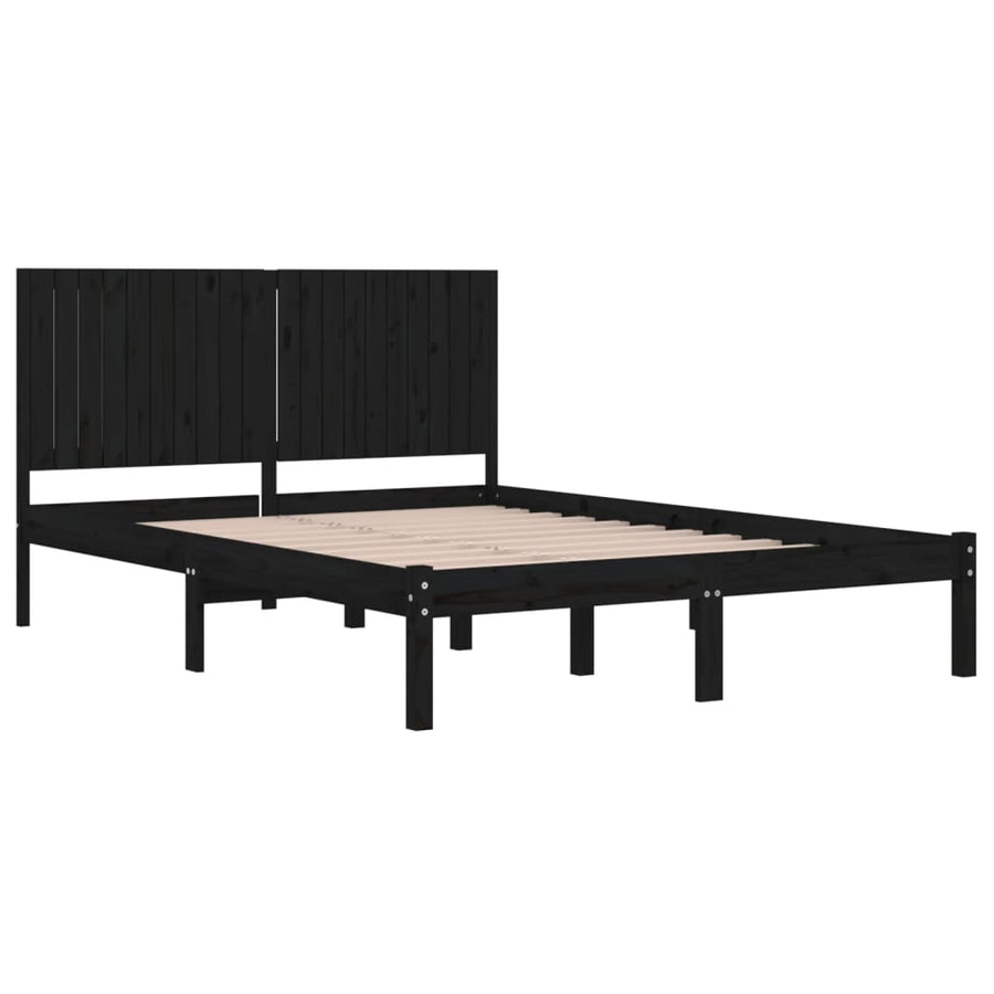 Bedframe Massief Grenenhout 200 x 200 cm Zwart