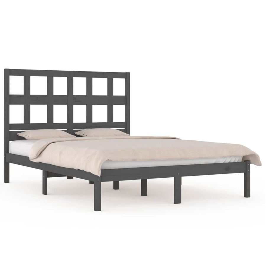 Bedframe Massief Grenenhout 200 x 200 cm Grijs