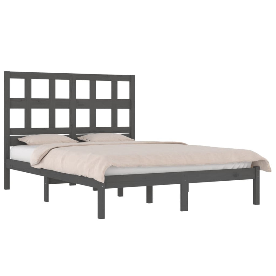 Bedframe Massief Grenenhout 200 x 200 cm Grijs