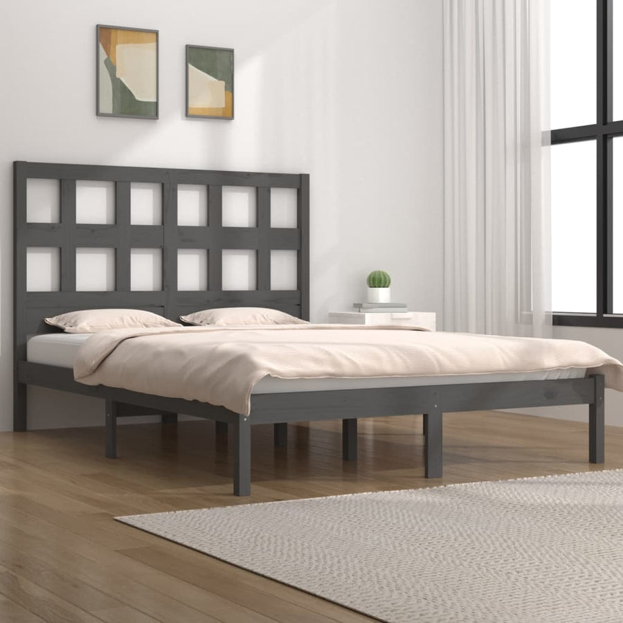 Bedframe Massief Grenenhout 200 x 200 cm Grijs