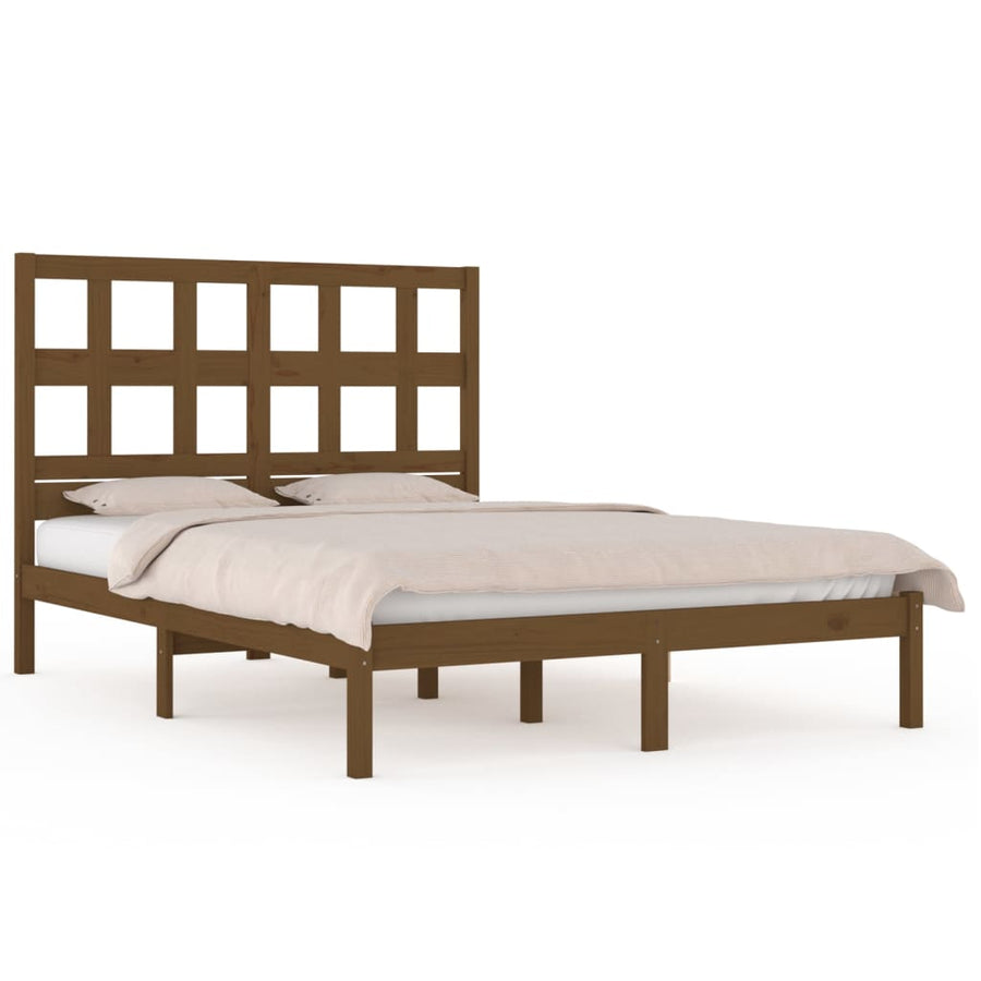 Bedframe Massief Grenenhout 200 x 200 cm Honingbruin