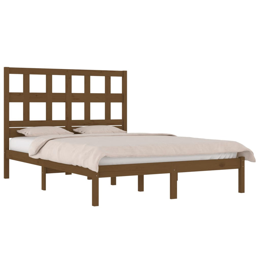 Bedframe Massief Grenenhout 200 x 200 cm Honingbruin